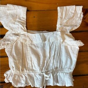 White Ruffled Women's Top